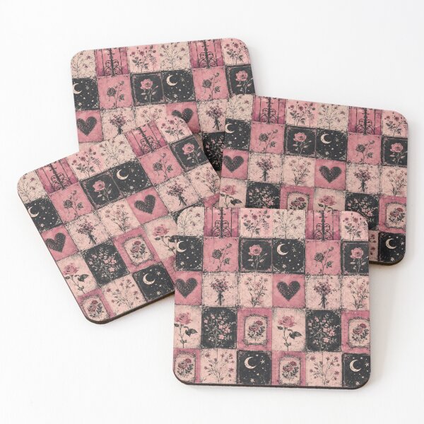 Item preview, Vintage Pink Rose Floral Patchwork Gothic Botanical Pattern designed and sold by AzsjaysStudio.