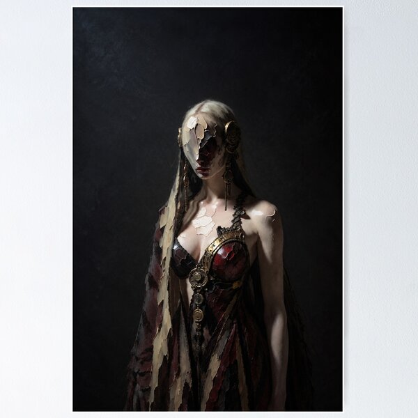 Item preview, Dark Gothic Cyborg Woman — Cracked Porcelain Face & Steampunk Armor designed and sold by ZYVARENNE.