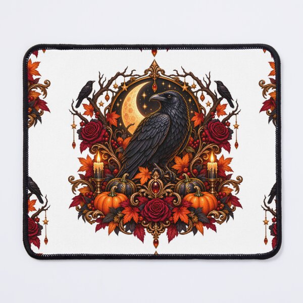 Item preview, Gothic Autumn Raven – Crescent Moon, Roses and Pumpkins designed and sold by Clothes With Smiling Animals Walt Gral.