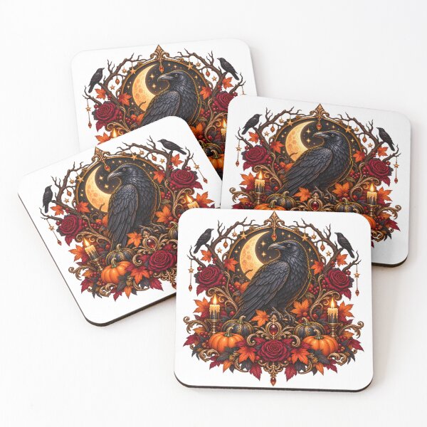 Item preview, Gothic Autumn Raven – Crescent Moon, Roses and Pumpkins designed and sold by Clothes With Smiling Animals Walt Gral.