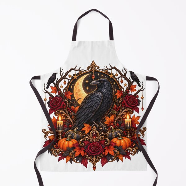 Item preview, Gothic Autumn Raven – Crescent Moon, Roses and Pumpkins designed and sold by Clothes With Smiling Animals Walt Gral.