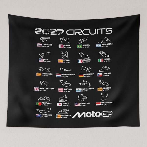 Item preview, MotoGP 2027 Season Circuits – Full Track Map Calendar Design designed and sold by Stotee.