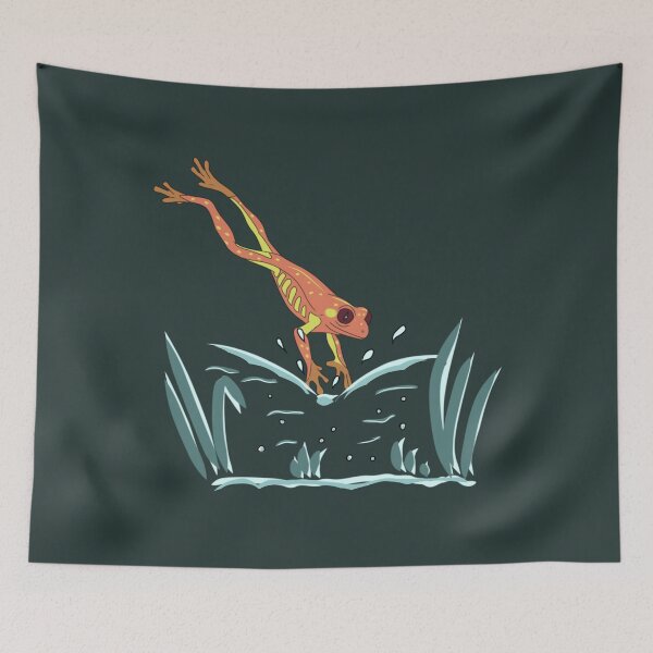 Item preview, Frog cottagecore naive art style jumping into water illustration designed and sold by LeshanArt.