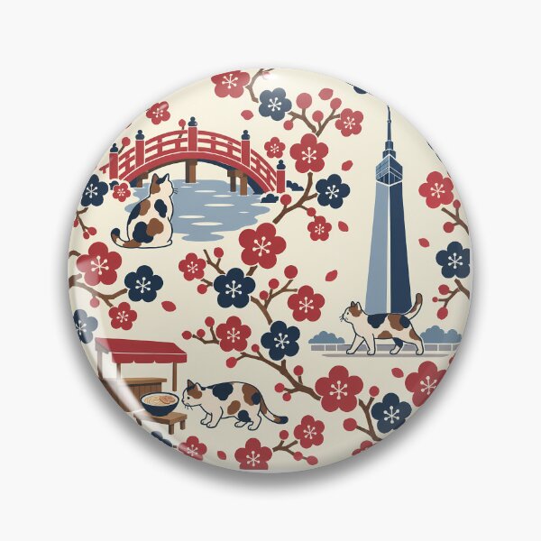 Item preview, Fukuoka Cats and Plum Blossom Japanese Pattern designed and sold by DAYAMA Japan.