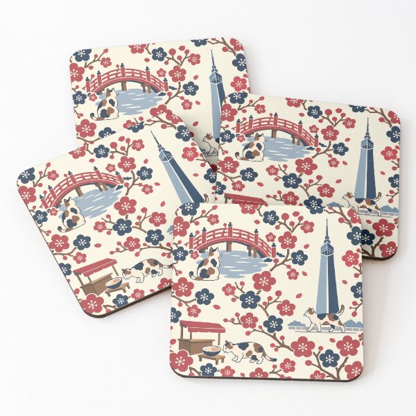 Item preview, Fukuoka Cats and Plum Blossom Japanese Pattern designed and sold by DAYAMA Japan.