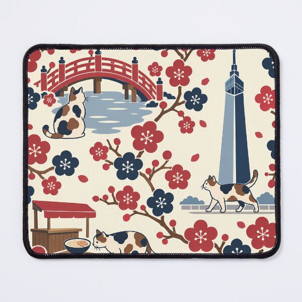 Item preview, Fukuoka Cats and Plum Blossom Japanese Pattern designed and sold by DAYAMA Japan.