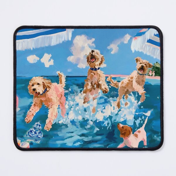 Item preview, Summertime, whimsical dogs playing in the sea designed and sold by SophieClimaArt.