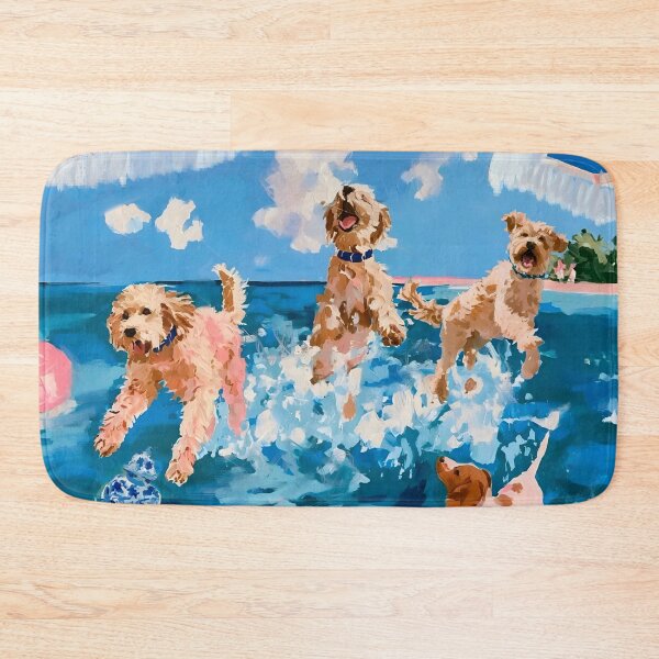 Item preview, Summertime, whimsical dogs playing in the sea designed and sold by SophieClimaArt.