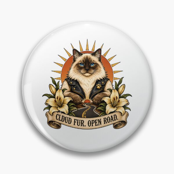 Item preview, Ragdoll Biker Cat Cloud Fur Open Road Tattoo Art designed and sold by Old's Cool Cat Studio.