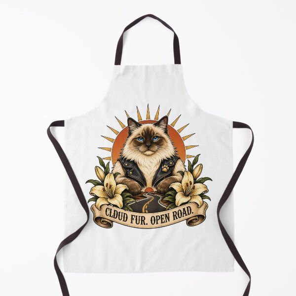 Item preview, Ragdoll Biker Cat Cloud Fur Open Road Tattoo Art designed and sold by Old's Cool Cat Studio.