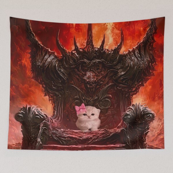 Item preview, Cute Kitten on Demon Throne designed and sold by Chonk Borris.