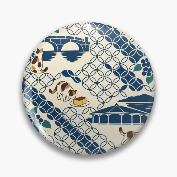 Item preview, Nagasaki Cats Japanese Shippo Pattern designed and sold by DAYAMA Japan.
