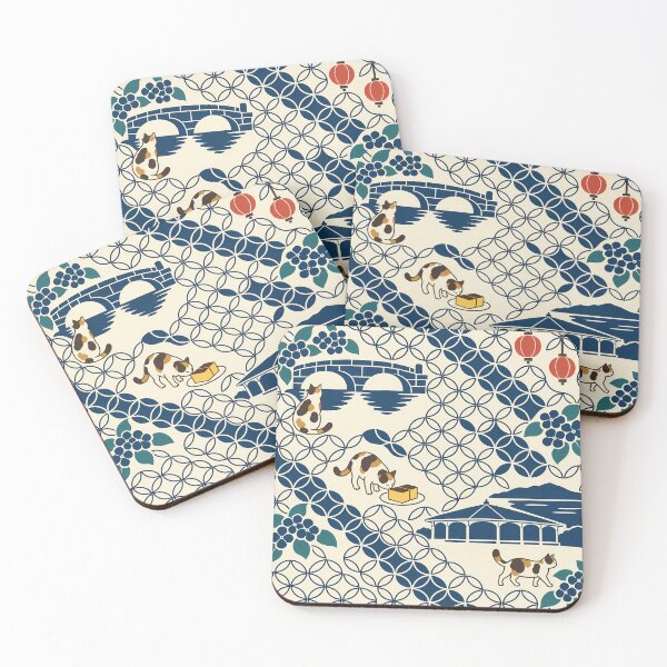 Item preview, Nagasaki Cats Japanese Shippo Pattern designed and sold by DAYAMA Japan.