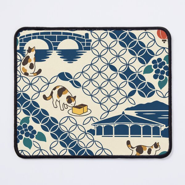 Item preview, Nagasaki Cats Japanese Shippo Pattern designed and sold by DAYAMA Japan.