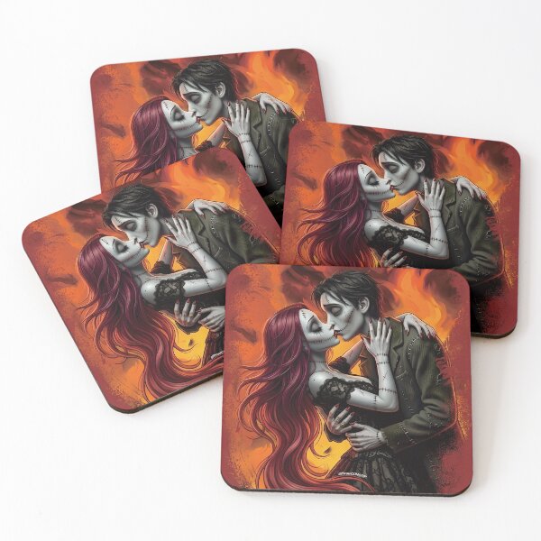 Item preview, Love Burns Brighter Gothic Stitched Couple Fiery Romance Art designed and sold by BrainConstip.