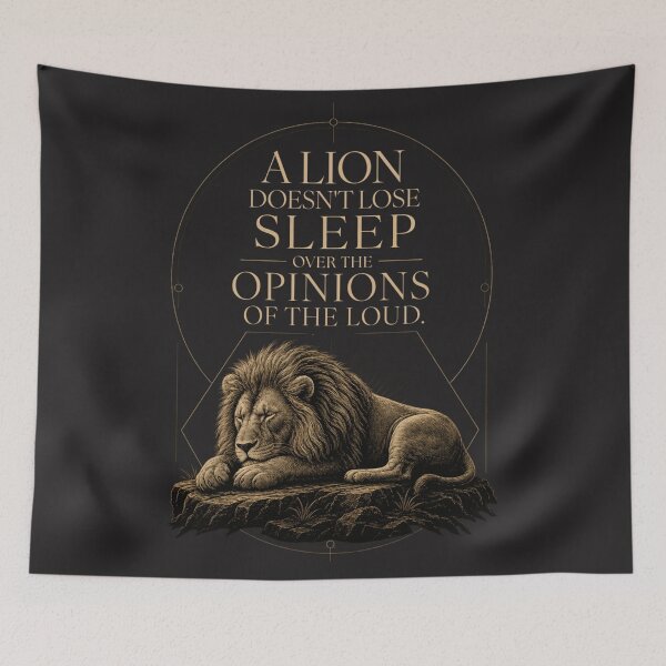 Item preview, A Lion Doesn't Lose Sleep Over The Opinions Of The Loud - Minimalist Stoic Entrepreneur Quote Minimalist Lion Art designed and sold by Bennie Singh.