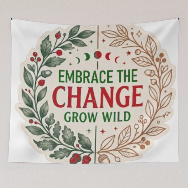 Item preview, Embrace The Change Grow Wild - Red Autumn Botanical Wreath designed and sold by Salma.Store.