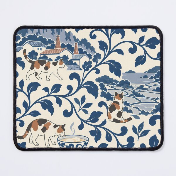 Item preview, Saga Cats and Indigo Karakusa Pattern designed and sold by DAYAMA Japan.