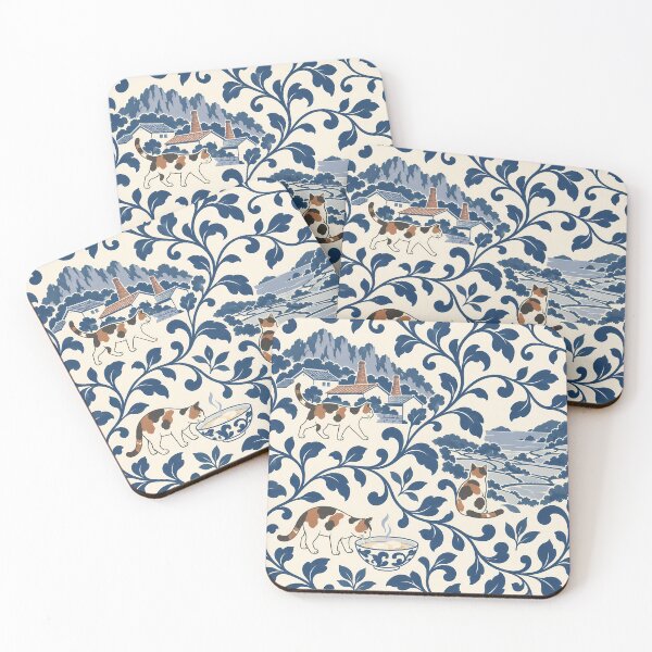 Item preview, Saga Cats and Indigo Karakusa Pattern designed and sold by DAYAMA Japan.