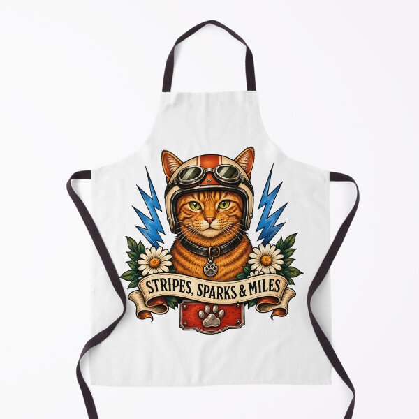 Item preview, Ginger Biker Cat Helmet Stripes Sparks and Miles  designed and sold by Old's Cool Cat Studio.