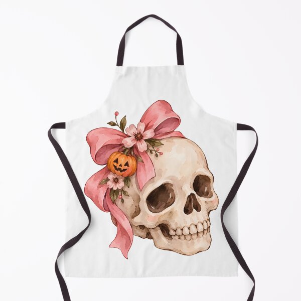 Item preview, Pink Bow Halloween Skull with Pumpkin – Cute Coquette Spooky Watercolor designed and sold by Safa  Reda.