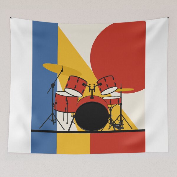 Item preview, Drum Set Art Print, Bauhaus Music Print, Drummer Gift, Mid Century Modern Art, Jazz Drum Decor, Music Room Print, Geometric Music Art designed and sold by Studio pod Burom.