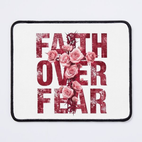 Item preview, Faith Over Fear Rose Cross Christian Floral Inspirational Art designed and sold by EatPrayLive.