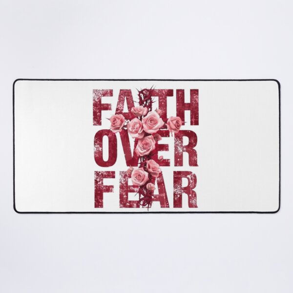 Item preview, Faith Over Fear Rose Cross Christian Floral Inspirational Art designed and sold by EatPrayLive.
