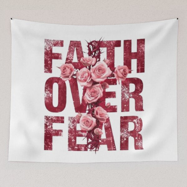 Item preview, Faith Over Fear Rose Cross  Christian Floral Inspirational Art designed and sold by EatPrayLive.