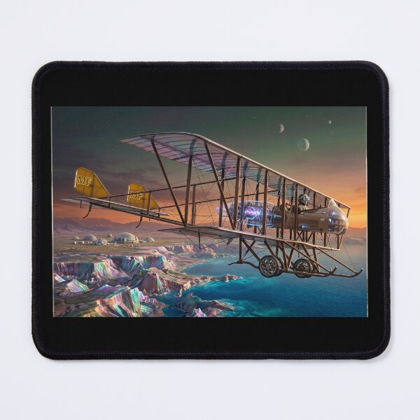 Item preview, Futuristic Steampunk Biplane Flight Over Alien World designed and sold by ArtworkNorth.