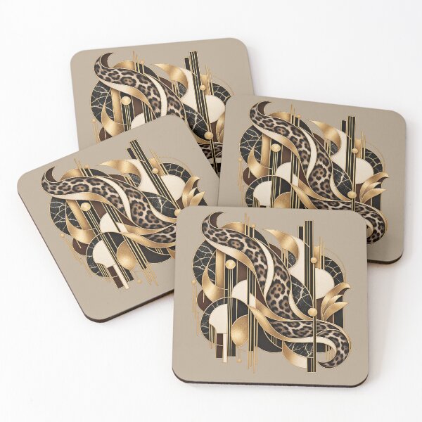 Item preview, Shadow Rosettes – Neo Deco Leopard Pattern designed and sold by Anyshca.