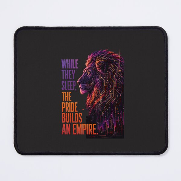 Item preview, While They Sleep The Pride Builds An Empire - Neon Cyberpunk Lion Tech Entrepreneur Coder Grind Motivational Quote Art designed and sold by Bennie Singh.