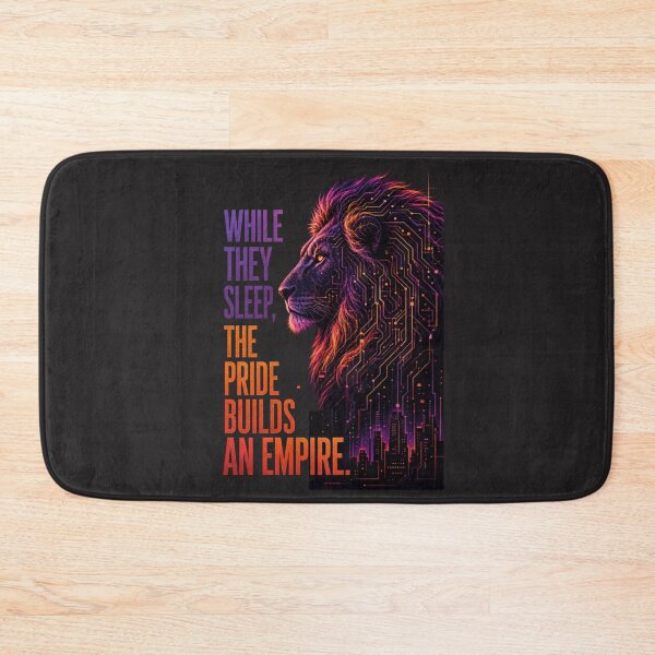 Item preview, While They Sleep The Pride Builds An Empire - Neon Cyberpunk Lion Tech Entrepreneur Coder Grind Motivational Quote Art designed and sold by Bennie Singh.