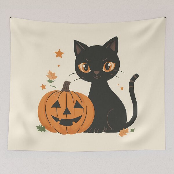 Item preview, Spooky Season Black Cat and Jack-o'-Lantern - Cute Halloween Sticker designed and sold by Lu7u.