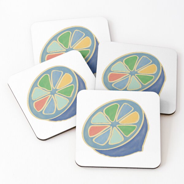 Item preview, Blue & Green Lemon Citrus Slice - Colourful Fruit Illustration designed and sold by iampaulmorris.