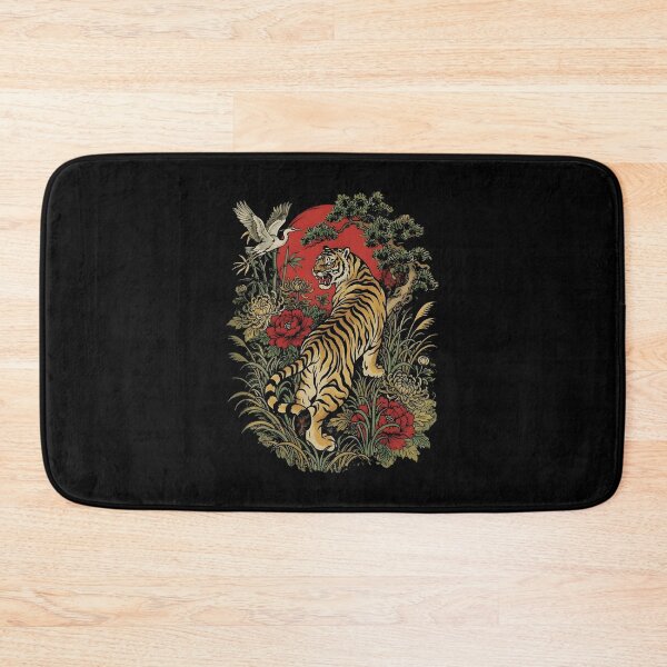 Item preview, Japanese Tiger Garden Crane Botanical Nature Scene designed and sold by Glow-Paw-Studio.