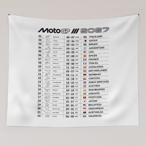 Item preview, MotoGP 2027 Race Calendar – Circuits, Dates & Country Flags designed and sold by Stotee.