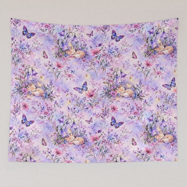 Item preview, Sleeping Foxes in a Lavender Butterfly Garden designed and sold by Yeanishi.