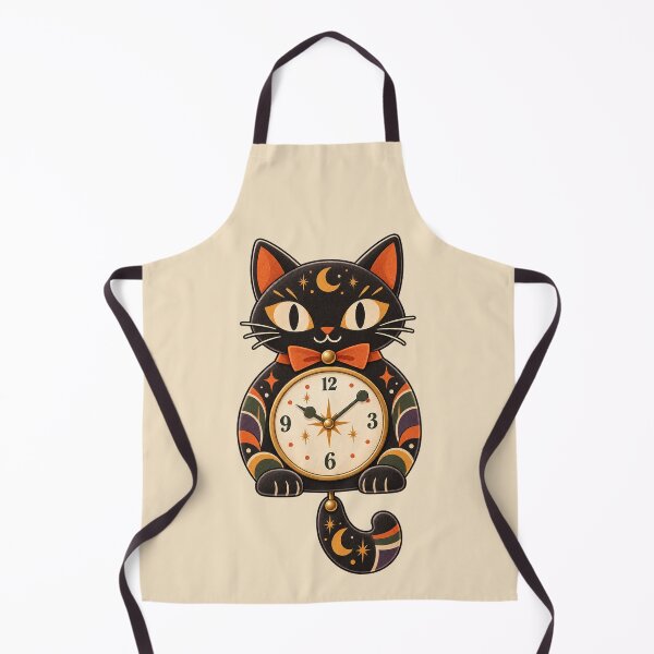 Item preview, Retro Black Cat Halloween Clock designed and sold by AliAltinelArt.