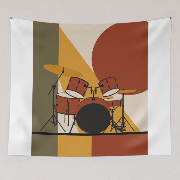 Item preview, Drum Set Art Print, Drummer Gift, Bauhaus Music Print, Vintage Drums Art, Mid Century Modern Music Decor, Jazz Percussion Print designed and sold by Studio pod Burom.