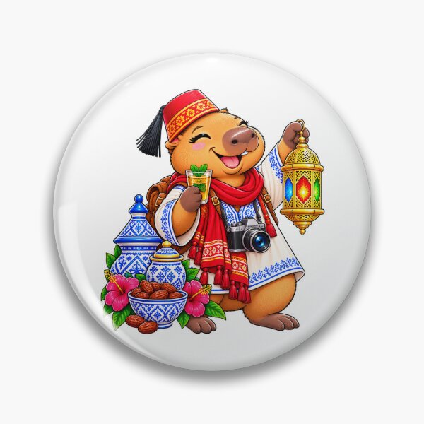 Item preview, Cute Tunisia Capybara – Mint Tea & Colorful Lantern Travel Adventure designed and sold by CapybaraTravels.