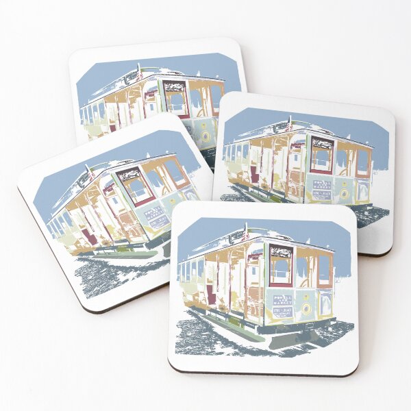 Item preview, Blue & Beige Mini San Francisco Cable Car - Painterly City Icon Art designed and sold by iampaulmorris.