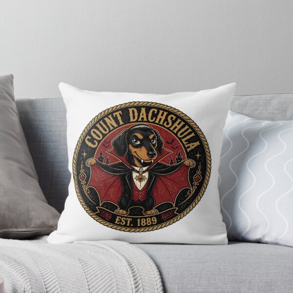 Item preview, Count Dachshula Vampire Dachshund Gothic Halloween Badge designed and sold by Jack n' Sally's.
