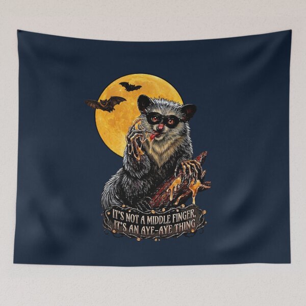 Item preview, Aye‑Aye Madagascar Moon Art – Funny Wildlife Halloween Design designed and sold by Pawethic Prints Studio.
