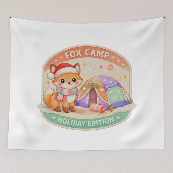 Item preview, Fox Camp Holiday Edition Pastel Outdoor Adventure Badge designed and sold by GabeMountainArt.