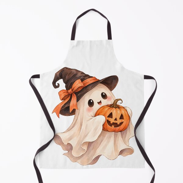 Item preview, Cute Halloween Ghost Witch with Pumpkin – Kawaii Spooky Watercolor designed and sold by Safa  Reda.