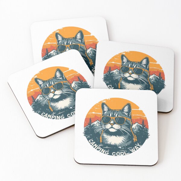 Item preview, Cool Retro Cat Camping in the Mountains designed and sold by aysenism.