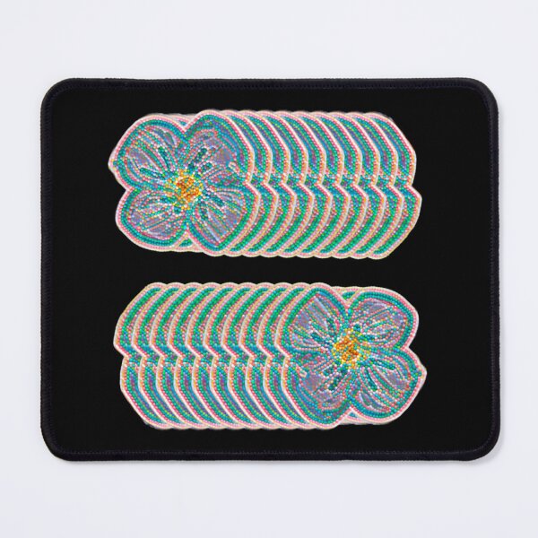 Item preview, Beaded Mosaic Floral Pattern - Teal and Pink Flower Repeat designed and sold by BalkanBloomArt.