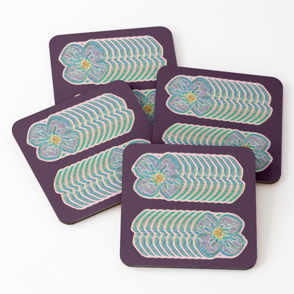 Item preview, Beaded Mosaic Floral Pattern - Teal and Pink Flower Repeat designed and sold by BalkanBloomArt.