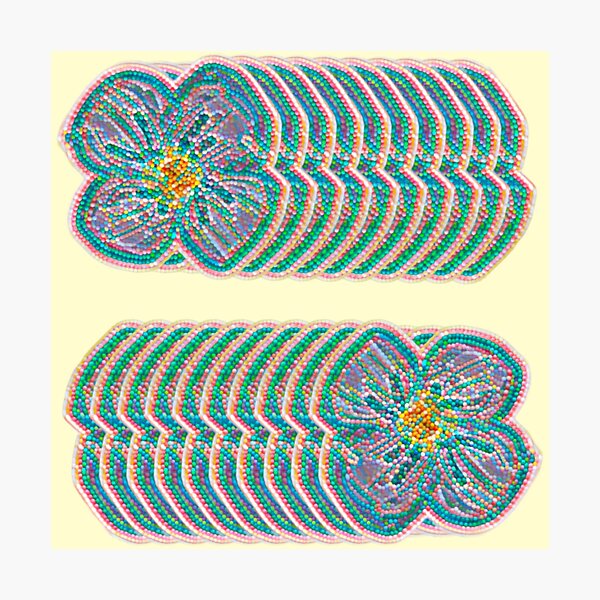 Item preview, Beaded Mosaic Floral Pattern - Teal and Pink Flower Repeat designed and sold by BalkanBloomArt.